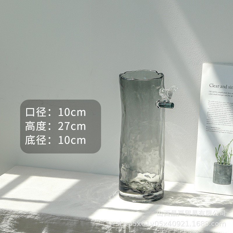 批发简约美式鸟语花香玻璃花瓶创意家居摆件色料客厅餐厅插花花器