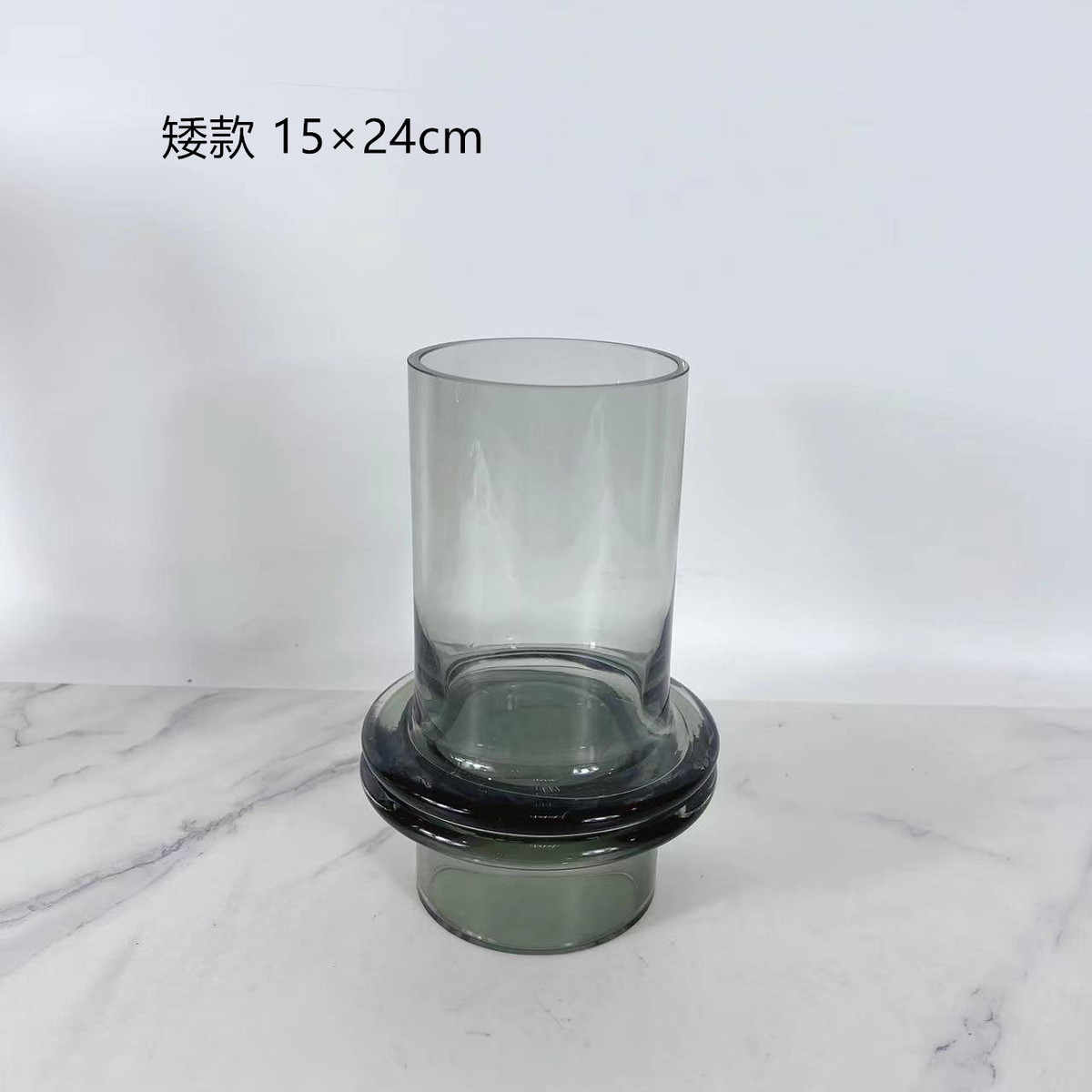 新中式琉璃双开口书房花器样板间售楼处竹筒客厅软装饰品摆件