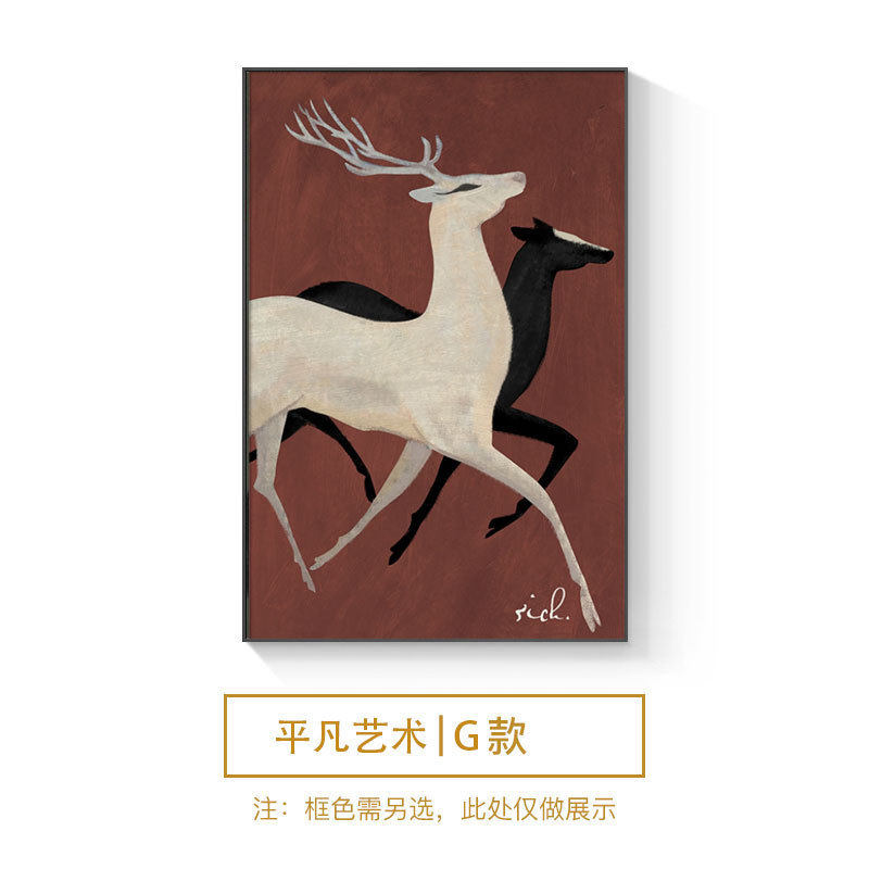 轻奢现代马玄关装饰画入户进门走廊壁画大幅客厅挂画沙发背景墙画