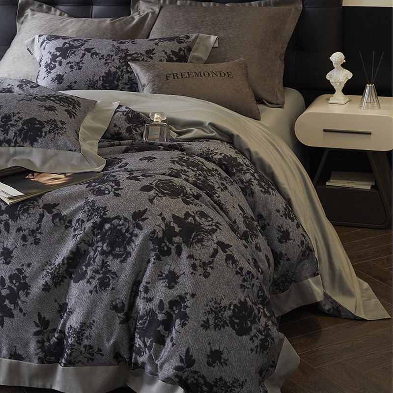 美式复古风丝绵120支亲被套四件套数码印花柔软磨毛肤秋冬床品1.8
