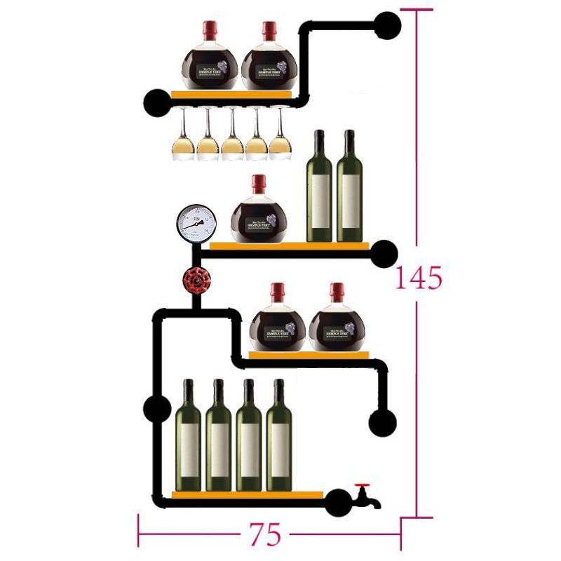 复古铁艺酒架墙上工业风酒架壁挂红酒摆件墙壁装饰置物架酒吧挂墙