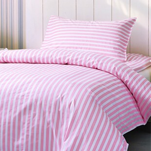 床单被套条纹全棉纱卡三件套医院床上用品32支涤棉粉白可印字