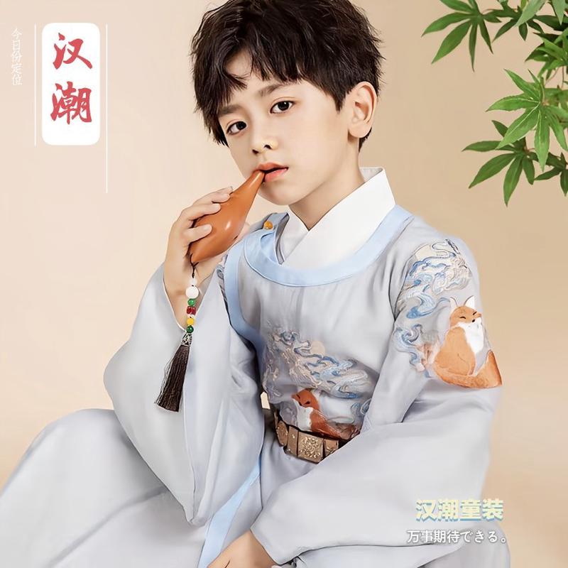儿童男童古装国学少爷服中国风男孩侠客套装春秋
