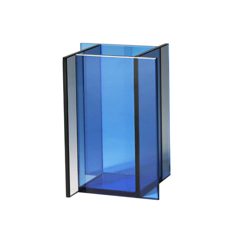 加工定制创意水培花瓶插花瓶磨边彩色玻璃家居欧式花瓶摆件