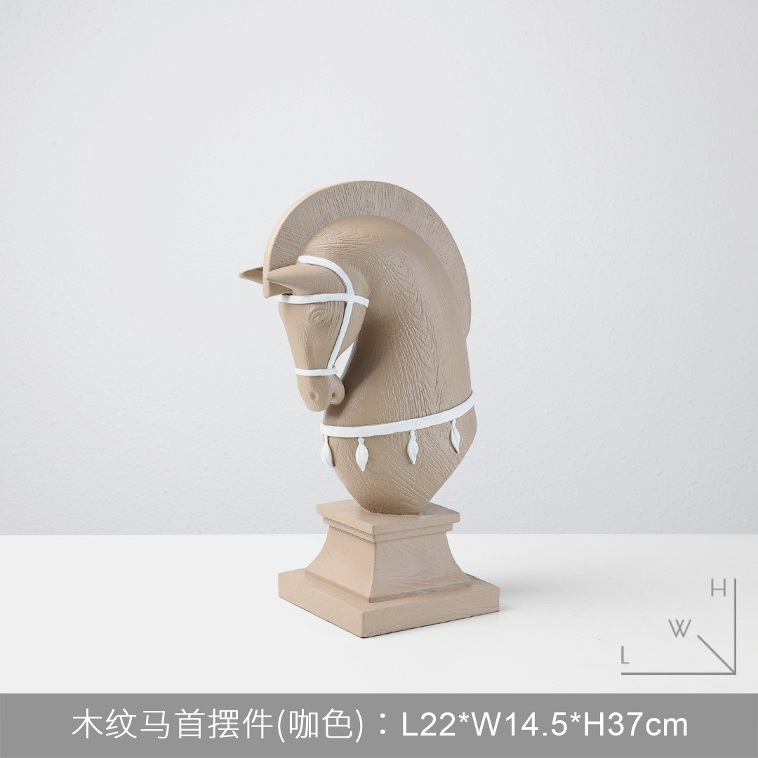 欧式高档复古家居马头摆件酒柜装饰品客厅玄关摆件动物树脂工艺品
