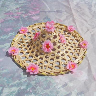 竹编儿童舞蹈斗笠帽我家住在桃花山喜雨演出道具帽大人广场舞草帽