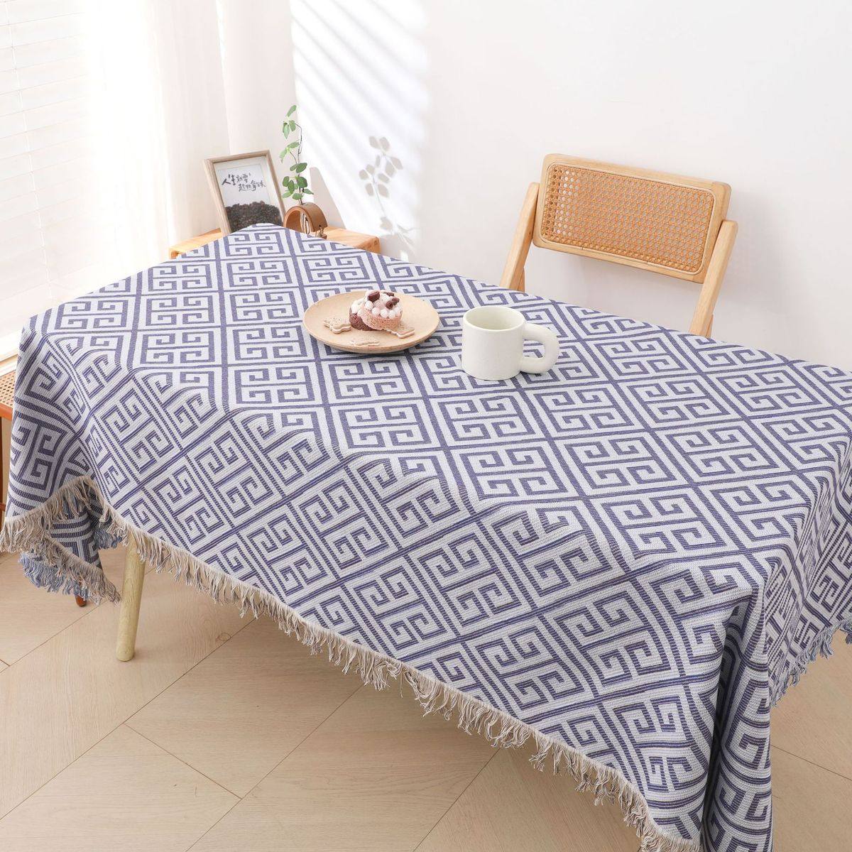 日式简约盖布字格桌布茶几回流苏花边长方形台布居家餐桌布,居家布艺,桌布,淘宝优惠券,粉丝福利购,淘宝优惠卷