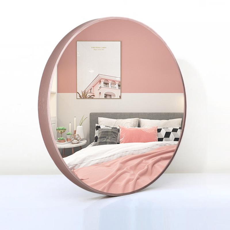 卧室轻奢镜子圆形家用挂墙壁挂式免打孔梳妆台化妆墙面网红美容院