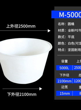 热销m5000l加厚塑料圆桶圆盆5吨牛筋料立方腌泡菜桶5发酵桶化工桶