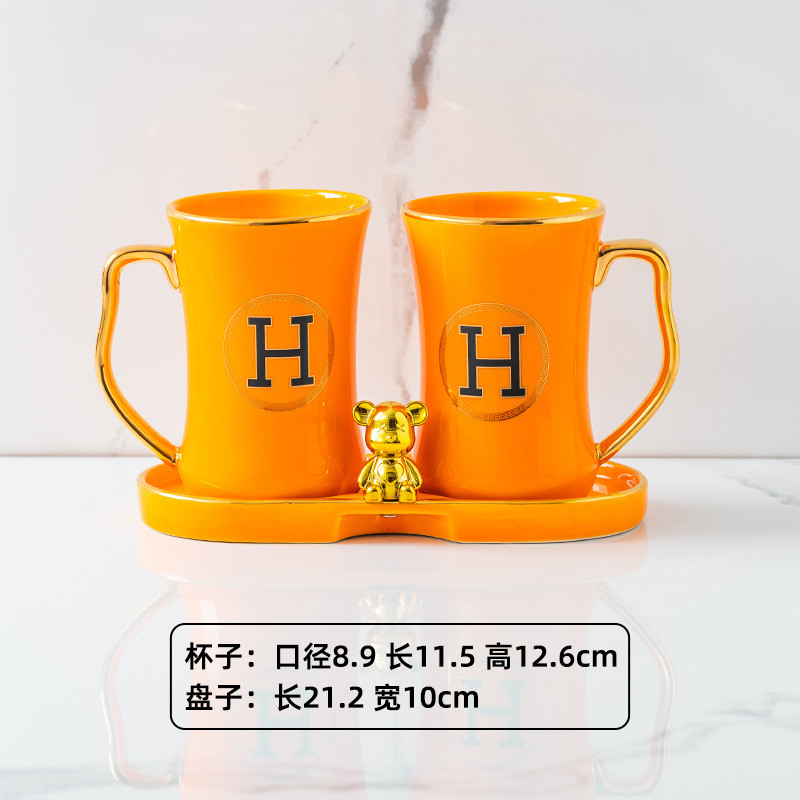 轻奢简约情侣刷牙杯套装置物架卫生间陶瓷刷牙杯洗漱杯子牙漱口杯