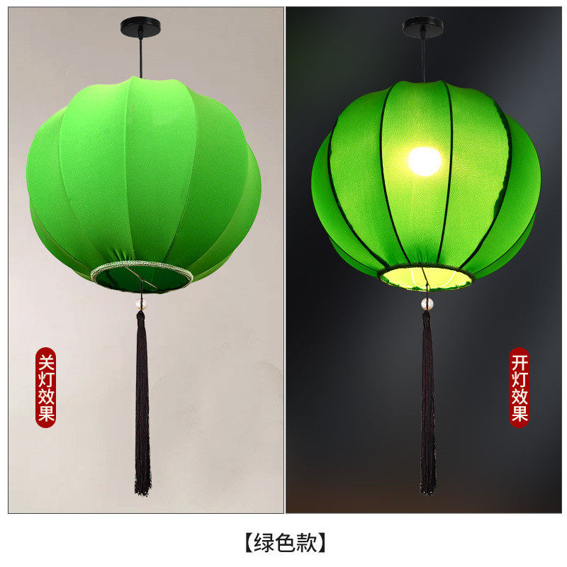 手绘彩色圆形灯笼中式国潮风布艺春节景区婚礼装饰新中式广告吊灯