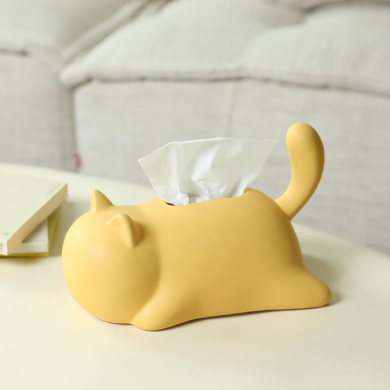 热销创意猫咪陶瓷纸巾盒装饰品家用纸抽盒客厅茶几桌面抽纸盒摆件