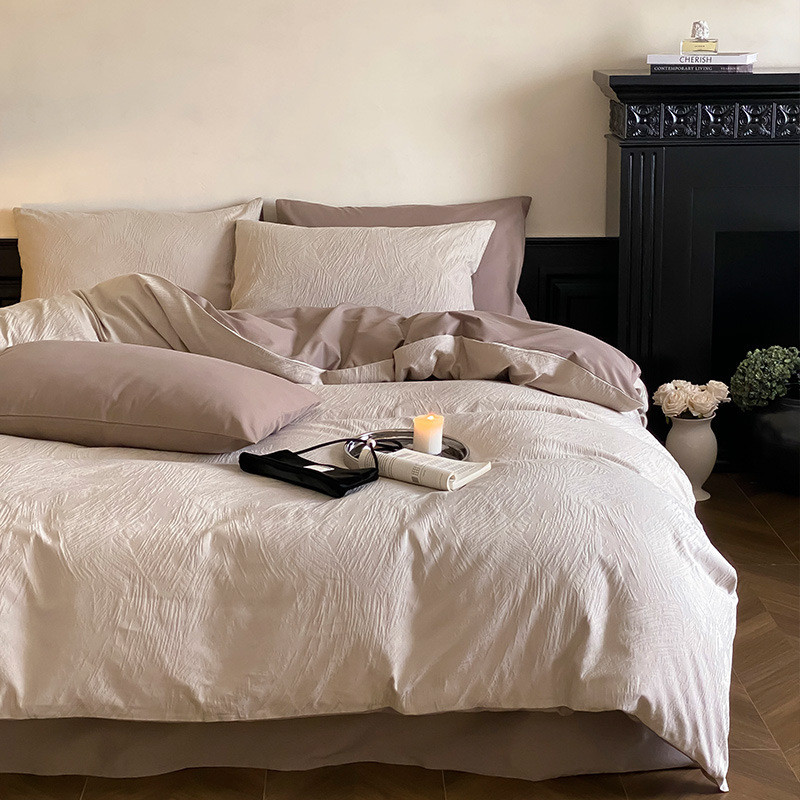 a类100s床上用品套件磨毛四件套秋冬款加厚长绒棉被套高级感全棉