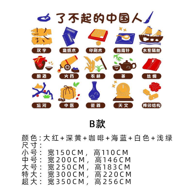 70yf幼儿园环创材料成品廊道走传统文化主题墙贴楼梯教室布置墙面