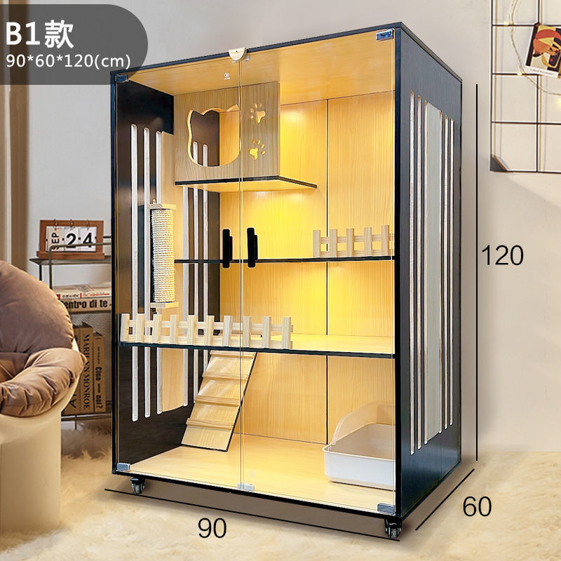 猫笼家用室内猫别墅实木猫笼子家用室内超大双层猫屋舍猫猫柜猫窝