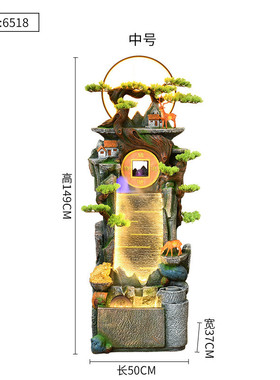 新款大型落地鱼池水幕墙喷泉加湿器 玄关圈led灯酒店迎宾摆件厂家