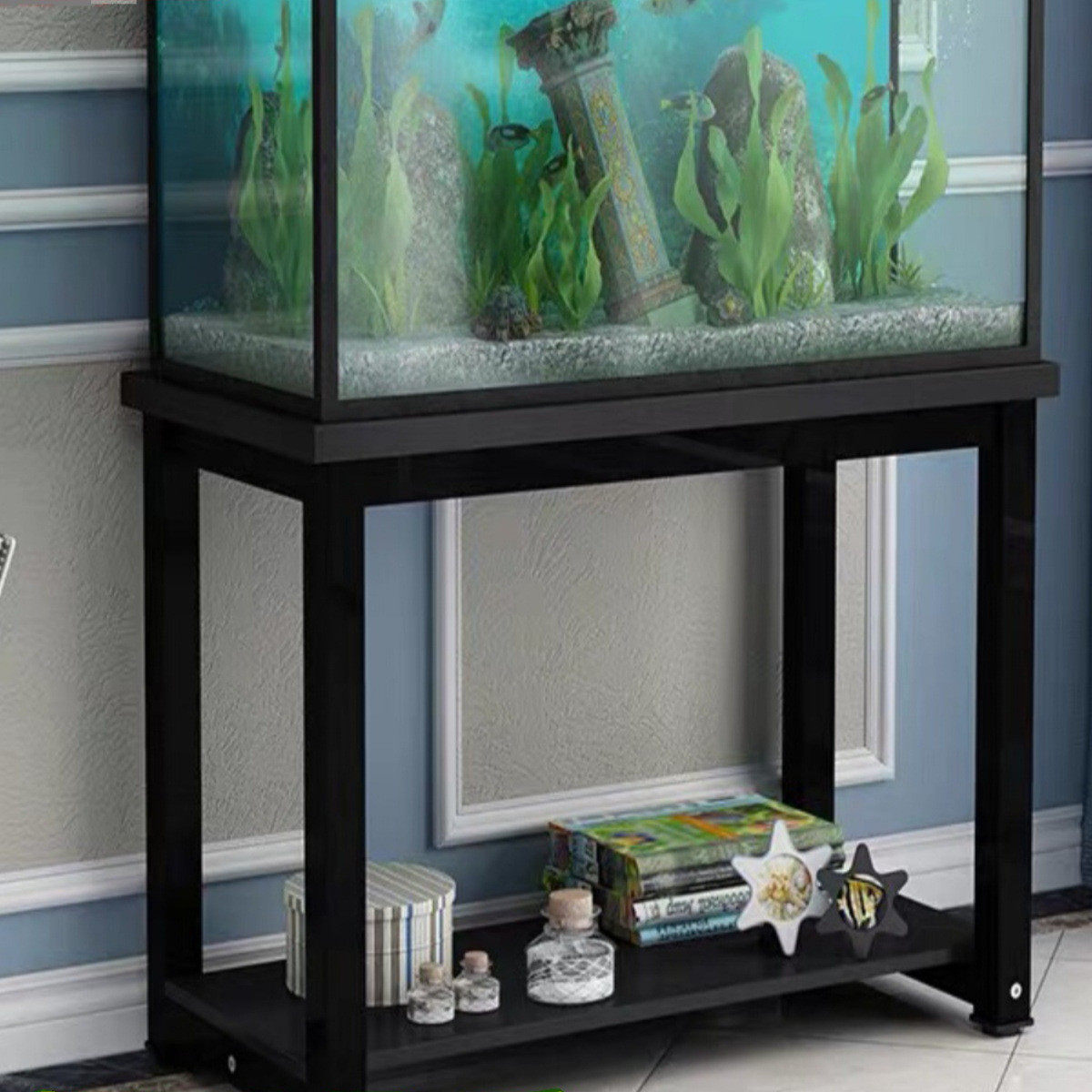 热销水鱼缸架子鱼缸桌子底柜底座小型金属铁艺网红簇箱底架托架