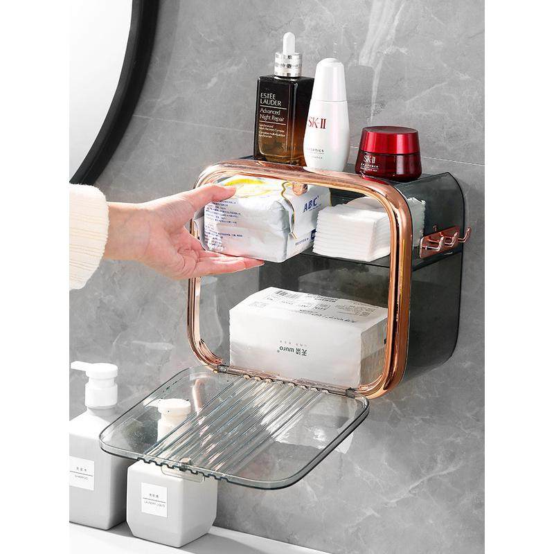 大容量分层收纳免纸巾盒装防水多功能挂壁式孔安浴室厨房家用,收纳整理,纸巾盒,淘宝优惠券,粉丝福利购,淘宝优惠卷