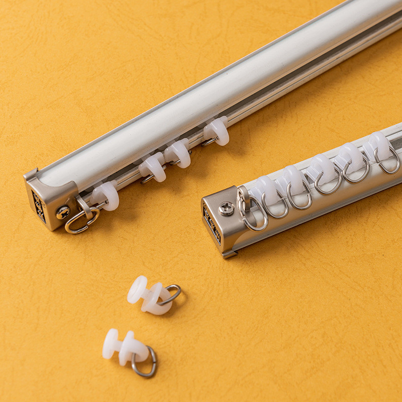 静音窗帘轨道加厚窗帘杆双轨侧装单轨顶装直轨铝合金导轨路轨滑道