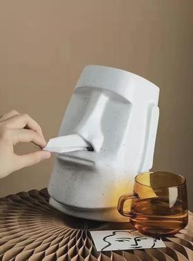 北欧家居创意石像纸巾盒轻奢家用多功能餐桌卧室抽纸盒装饰品摆件