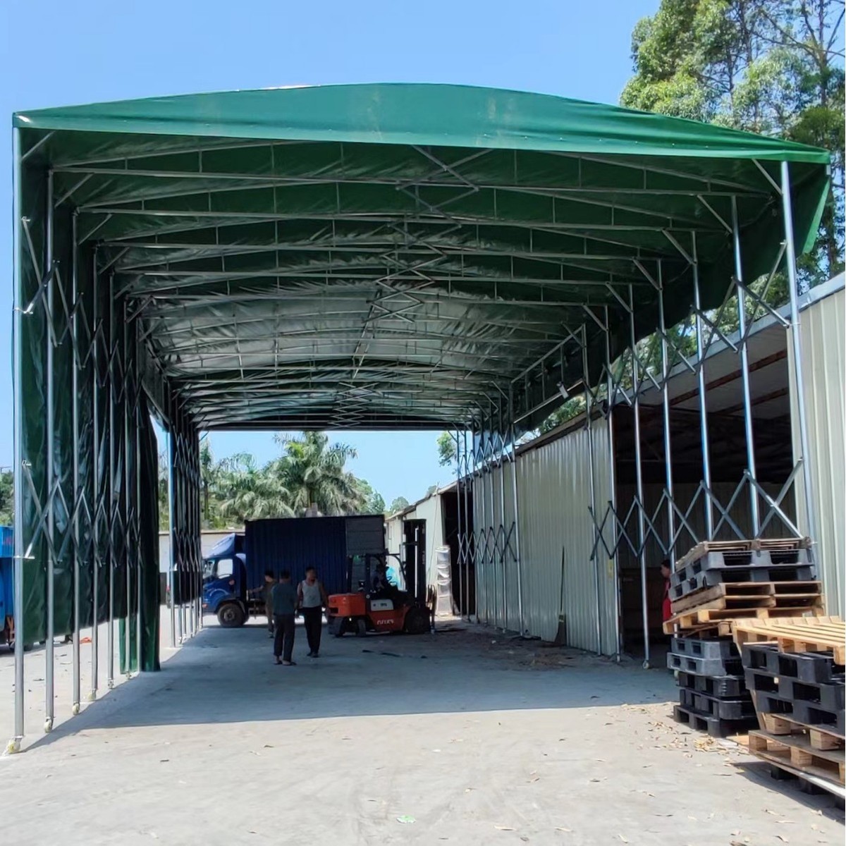 遮阳大型仓库伸缩式推拉雨棚帐篷宵夜停车户外移动大排档折叠雨篷