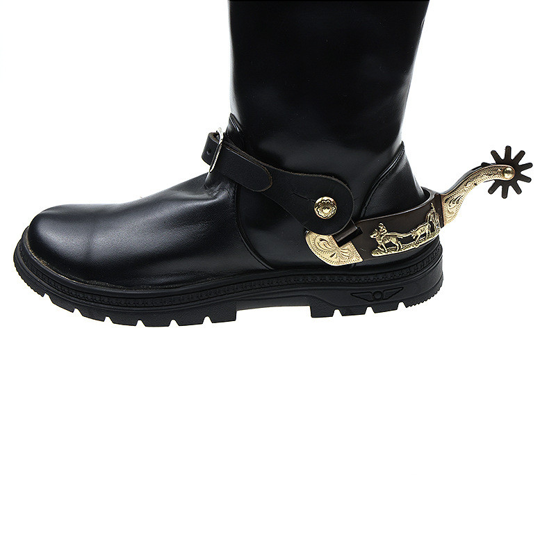 古铜色西式镶马刺黄铜装饰板雕花西部马刺产品按对销售sp5135