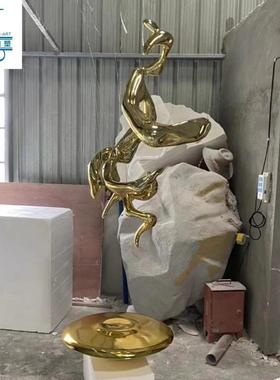 热销别墅售楼部样板房电镀飘带天花板雕塑吊饰景观园林酒店大堂装