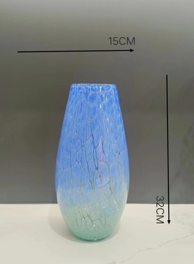 热销彩色玻璃复古简约风花瓶欧式花器桌面水培插花容器电视柜玄关