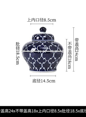 青花瓷花瓶摆件客厅插花中式国风陶瓷美式装饰复古玄关瓷器高级感
