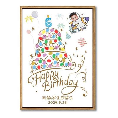 儿童十岁周岁生日成长礼签名签到Q版创意指纹手印画派对场景布置
