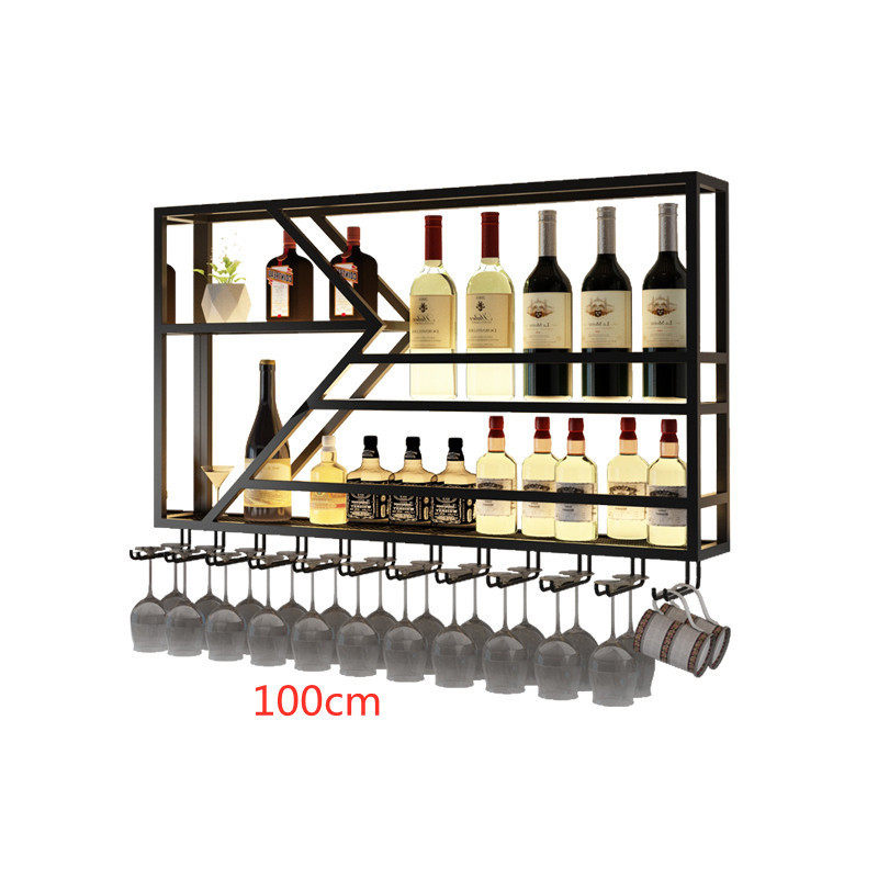 吧台背景灯光酒柜壁挂墙上饭店酒吧红酒展示置物架清吧挂墙酒杯架