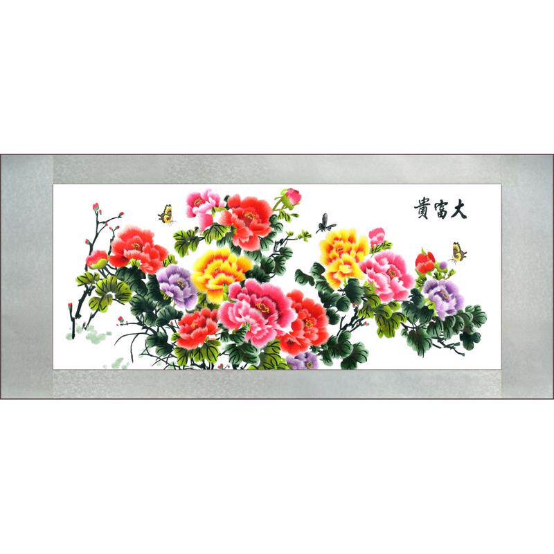 春色风格牡丹刺绣装饰画挂画古典风新中式满神州牡丹和靠山图片