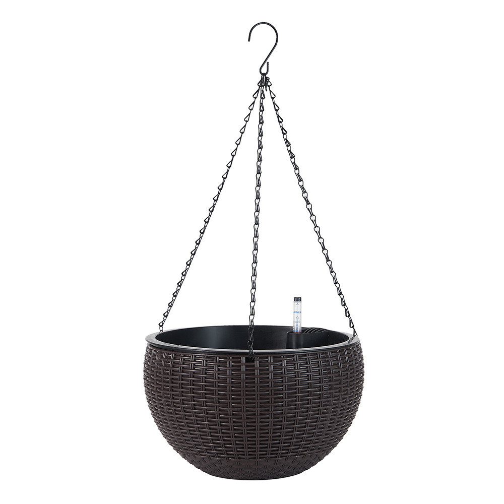 仿藤编自动挂式花盆绿萝吊篮加大家居悬吸水懒人花盆批发