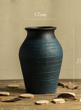 粗陶花瓶陶罐摆件花盆客厅美式复古瓶子创意做仿古旧土陶盆插干花