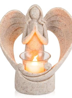 树脂定制工艺品祈祷天使雕像逝去纪念礼品摆件电子蜡烛烛台