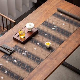 织锦布艺新中式禅意桌旗日式茶桌垫布茶台茶席茶巾高档泡茶隔热帘