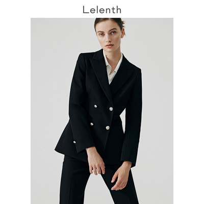 Lelenth 气质时尚西装外套女正装黑色面试职业套装高级感通勤西服