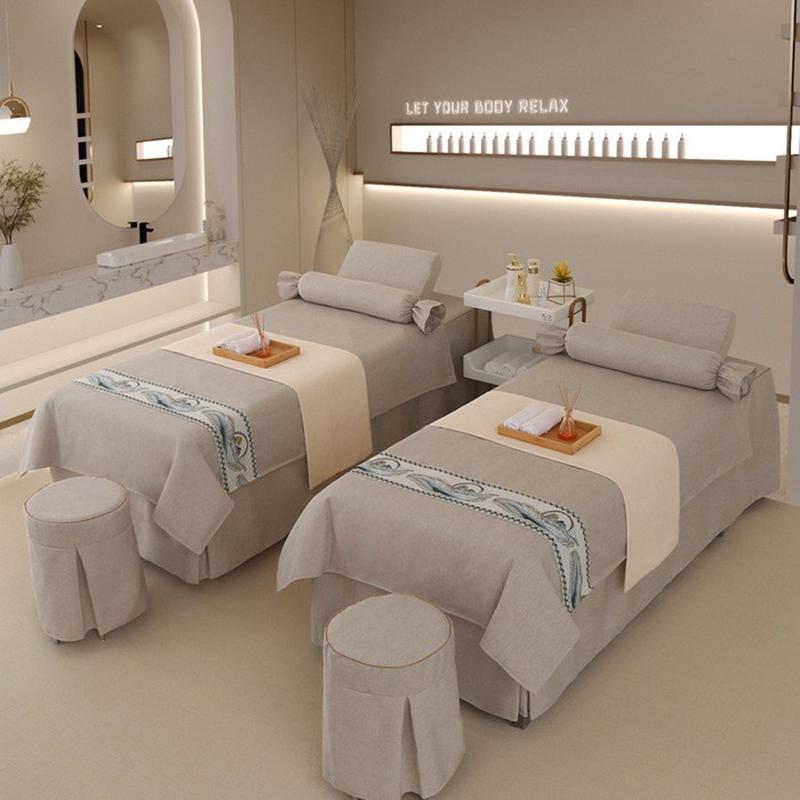 2024新款美容床罩四件套美容院美容床专用洗头床床洞带