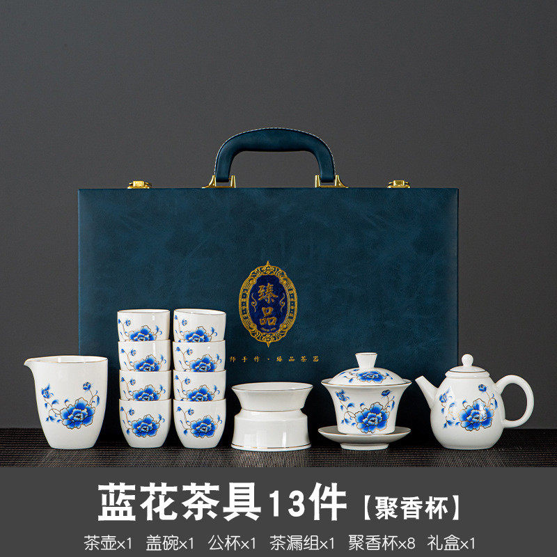 德化羊脂玉茶具白瓷整套功夫三才盖碗套装家用高陶瓷茶具茶碗茶杯