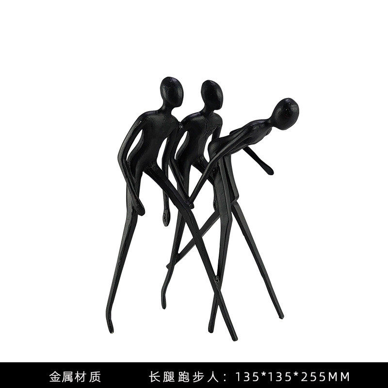 北欧轻奢树脂黑色个性女雕塑酒柜简约现代客厅创意摆件软装装饰品