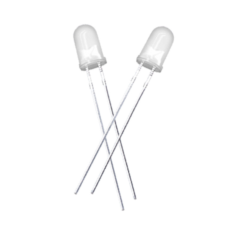 5mm雾状插件灯珠红led柠檬黄暖白紫蓝绿发光二极管f5雾状圆头有边