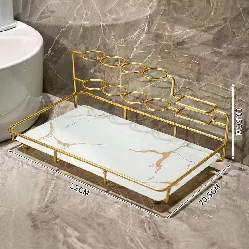 卫生间置物架洗脸大全浴室用品洗手洗漱台收纳架厕所轻奢风牙刷架