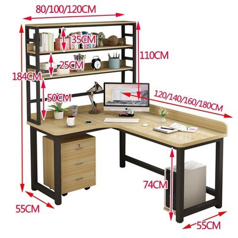 转角书桌书柜一体台式电脑桌带书架组合简约家用卧室学生写字桌子