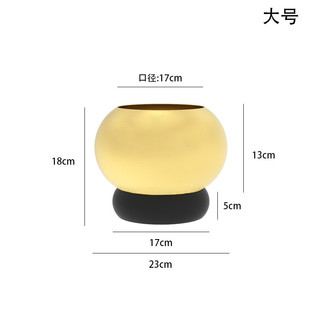 北欧网红直径23cm扁球盆年宵红色圆球款 花盆花瓶铁艺客厅创意摆件