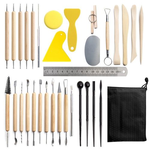 陶艺工具32花瓣装粘土石塑雕刻刀件套丸棒电钻笔七本细节针