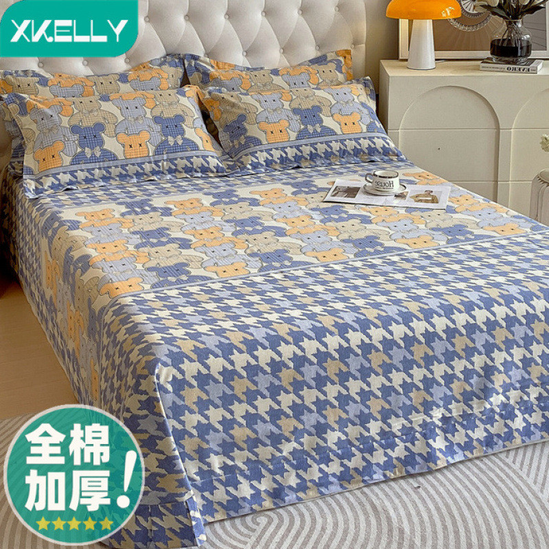 老粗布凉席四季加厚加密双人棉床单床单单件厚棉床单单人被单炕单