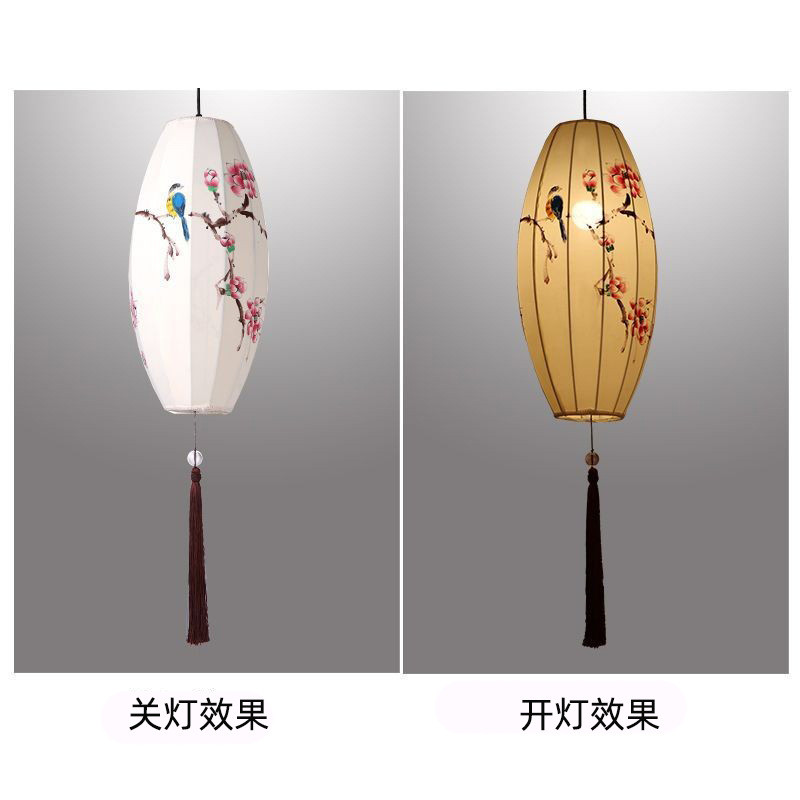 新中式手绘画景区吊灯古典茶楼古街布艺开业中国风仿古红灯笼挂饰