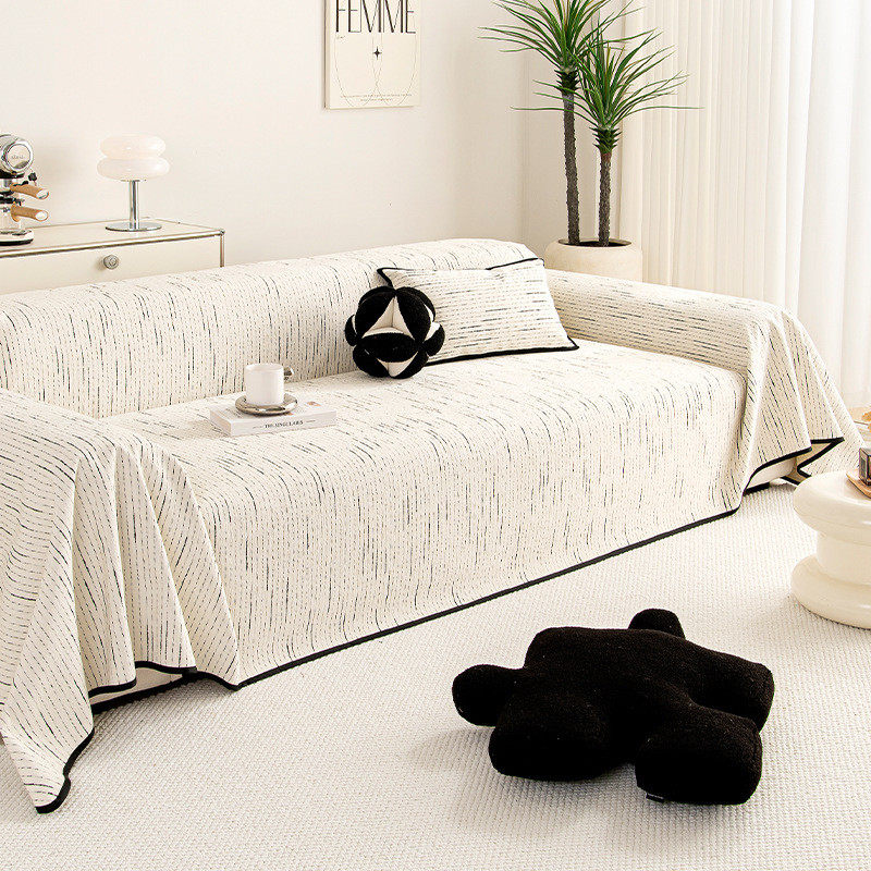 纯色巾风雪尼尔提花沙发巾四季通用防滑耐脏沙发盖布高级感盖简约