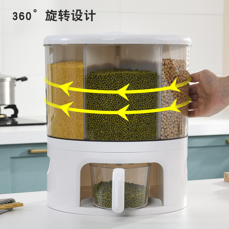 分格米桶旋转五谷杂粮装大米收纳盒家用防虫防潮密封放储米箱米缸,金属材料及制品,其他金属制品,淘宝优惠券,粉丝福利购,淘宝优惠卷
