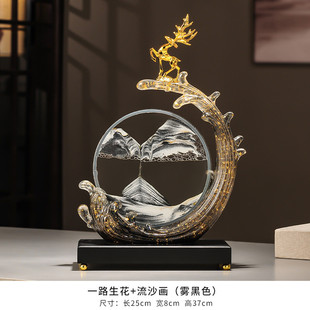 创意流沙画鹿摆件餐边柜子客厅电视柜办公室高级感家居好装饰品物